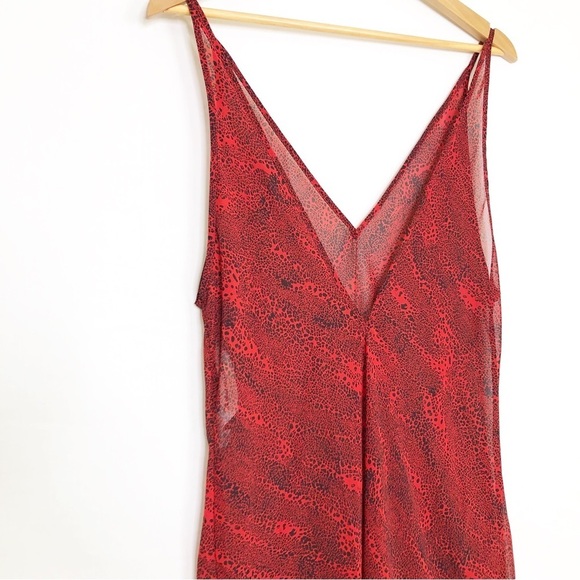 Victoria’s Secret red printed sheer Maxi slip dress - Picture 3 of 10